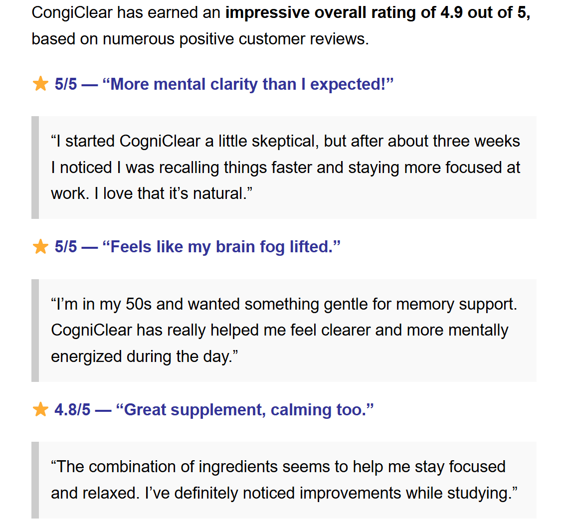 Cogniclear reviews